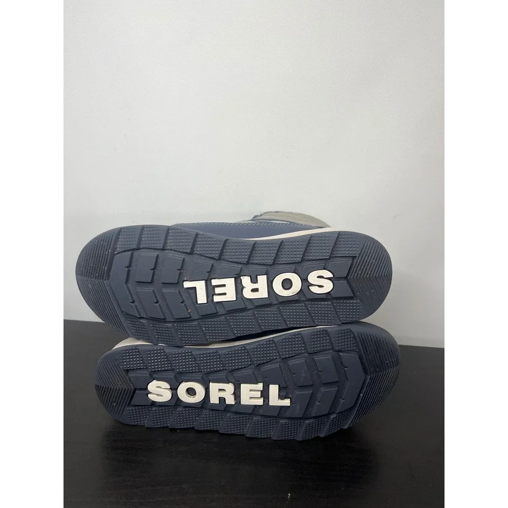 Sorel Whitney II Puffy Mid Boots Grey Navy Waterproof Snow Shoes Little Boy Sz 3